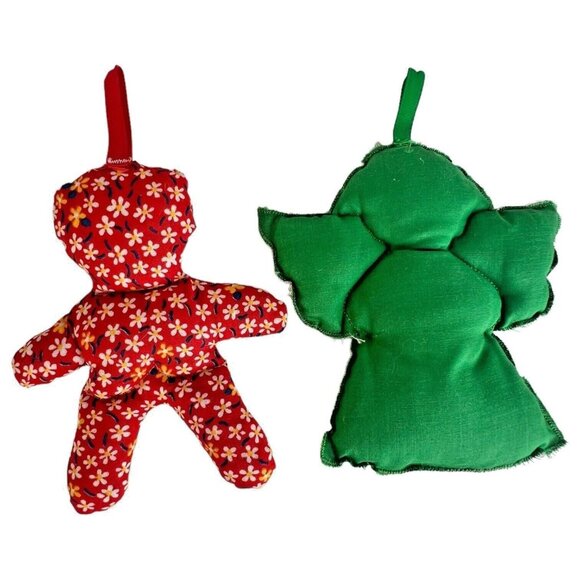 Vintage Fabric Stuffed Plush Christmas Tree Ornaments Handmade Lot of 10 - Picture 6 of 10